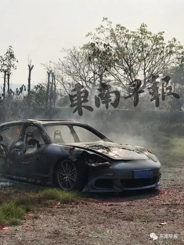 燒了輛真的!百萬保時捷上山掃墓被燒成骨架