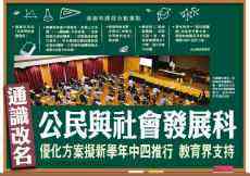 香港新高中通識(shí)科改名為《公民與社會(huì)發(fā)展科》