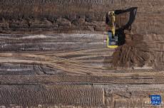 河北涿州：北拒馬河涿州段應(yīng)急防洪治理工程施工正酣