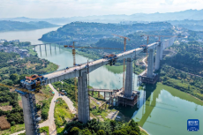 渝萬高鐵渠溪河雙線特大橋合龍