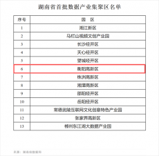 衡陽(yáng)高新區(qū)入選首批數(shù)據(jù)產(chǎn)業(yè)集聚區(qū)?